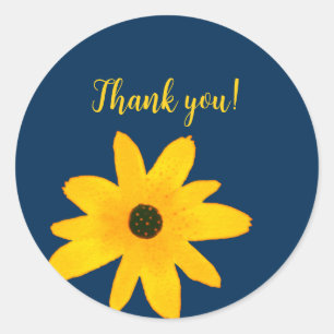 Sticker Rond Pays Jaune Fleur de tournesol Texte personnalisé
