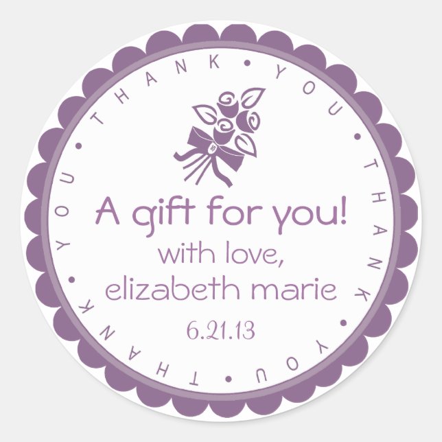 Sticker Rond Pays Mauve Rose-Merci (Devant)