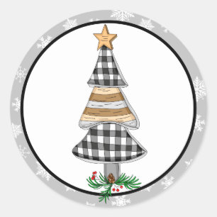 Sticker Rond Pays Noël Buffalo Plaid Russe
