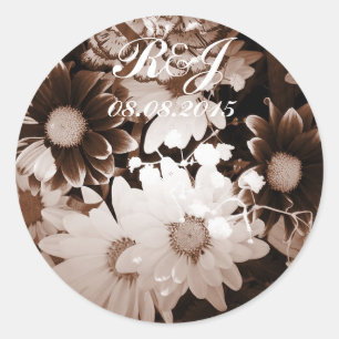 Sticker Rond pays occidental mariage de marguerite bohème