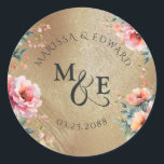 Sticker Rond Pays Rustique Floral Gold Wedding Favoriser<br><div class="desc">Ajoutez une touche de finition parfaite à vos faveurs de mariage avec nos Stickers Rustic Country Floral Round ! Ces stickers charmants sont composés d'un délicieux mélange de fleurs roses coralliennes et roses rousses, gracieusement entrelacées de feuilles luxuriants, dressées contre un arrière - plan doré texturé. Avec un design encadré...</div>