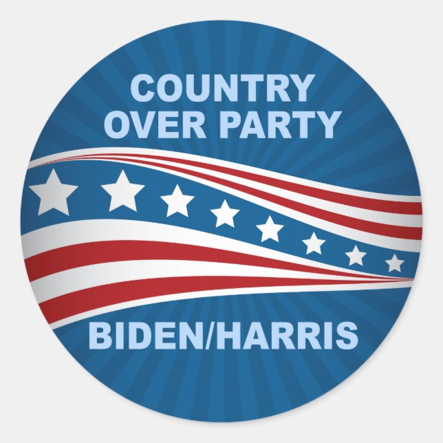 Sticker Rond Pays sur le parti Biden Harris (Devant)