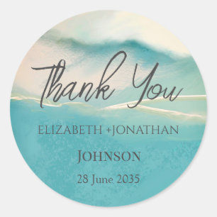 Sticker Rond Paysage artistique Abstrait Mariage Merci