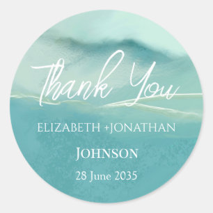 Sticker Rond Paysage artistique Abstrait Mariage Merci