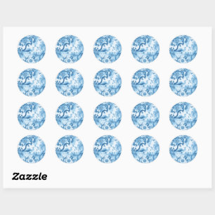 Sticker Rond Paysage classique en toile bleue