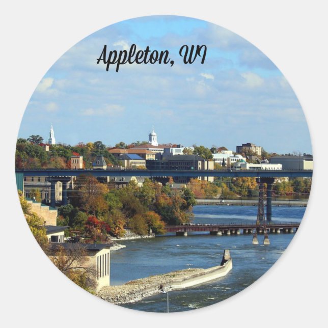 Sticker Rond paysage d'Appleton, Wisconsin (Devant)