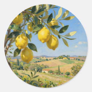 Sticker Rond Paysage d'arbre à citrons de Toscane