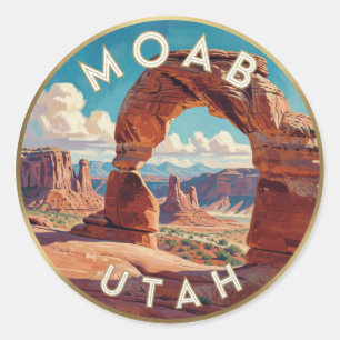 Sticker Rond Paysage de canyon du désert de Moab Utah