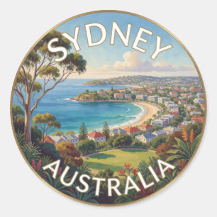 Sticker Rond Paysage de la ville côtière de Sydney Australie