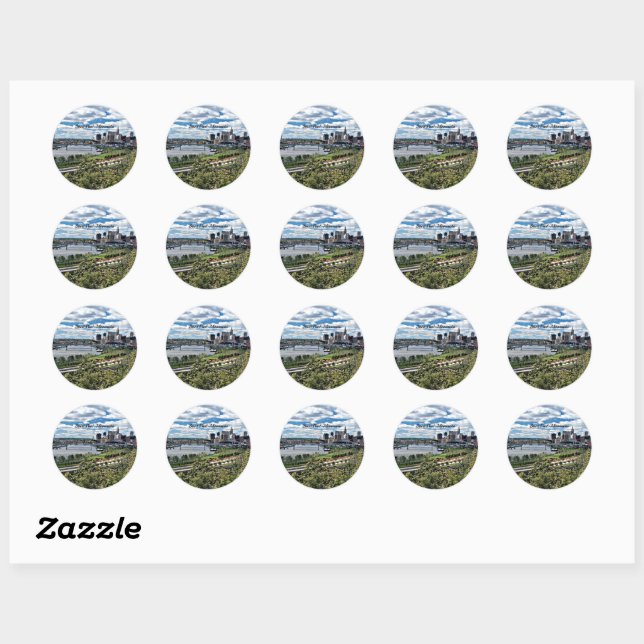 Sticker Rond Paysage de Saint Paul, Minnesota (Feuille)