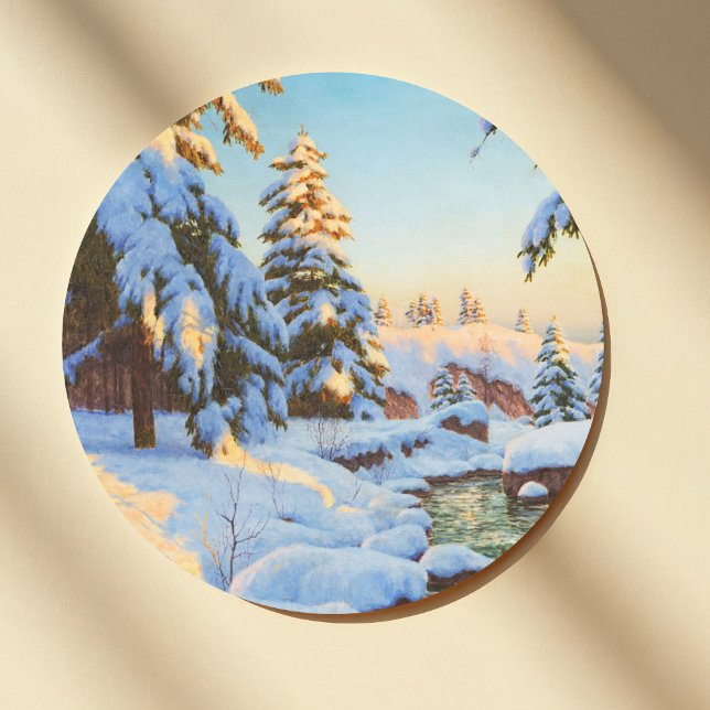 Sticker Rond Paysage d'hiver, Bessonof (Créateur téléchargé)