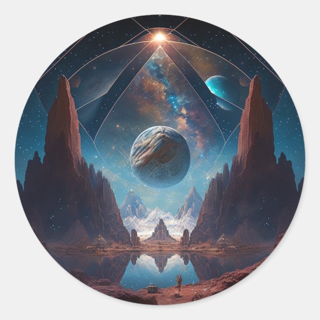 Sticker Rond Paysage d'Imaginaire cosmique (Devant)