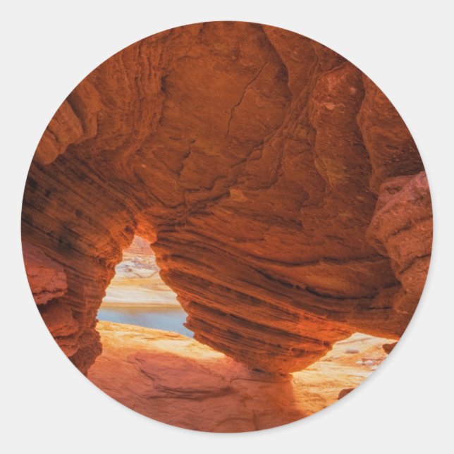 Sticker Rond Paysage d'une grotte de grès érodé (Devant)
