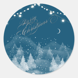 Sticker Rond Paysage hivernal neige