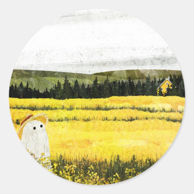 Sticker Rond Paysage jaune (Devant)