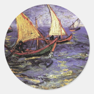 Sticker Rond Paysage marin à Saintes Maries par Vincent van Gog