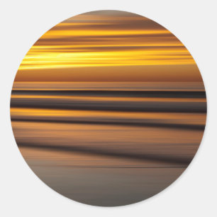 Sticker Rond Paysage marin abstrait au coucher du soleil, CA