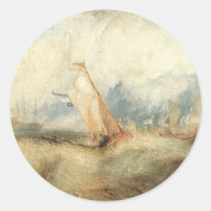 Sticker Rond Paysage maritime de navire maritime vintage par Jo
