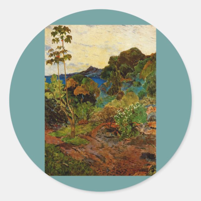 Sticker Rond Paysage Martinique de Paul Gauguin (1887) (Devant)
