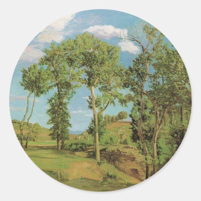 Sticker Rond Paysage Paysage Frédéric Bazille Impressionniste (Devant)