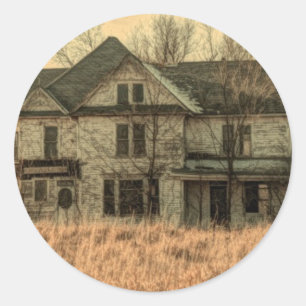 Sticker Rond Paysage rural Russe Pays de l'Ouest Ferme