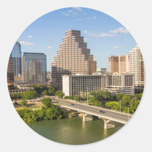 Sticker Rond Paysage urbain de Downtown sur le lac Lady Bird
