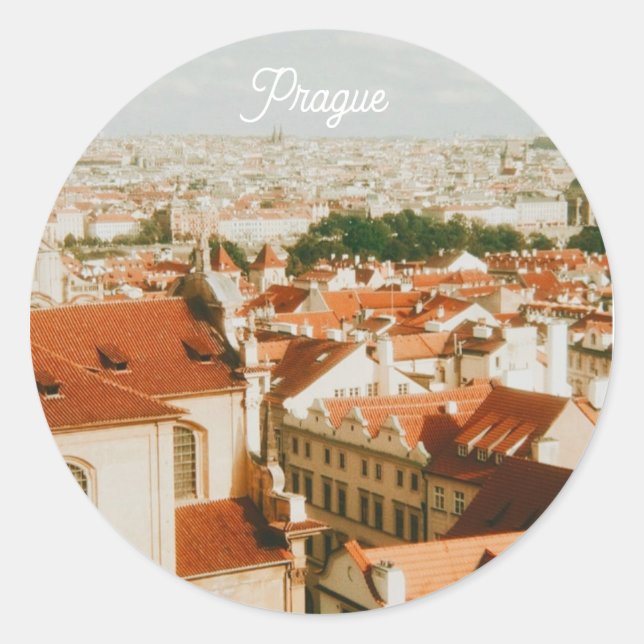 Sticker Rond Paysage urbain de Prague Souvenir (Devant)