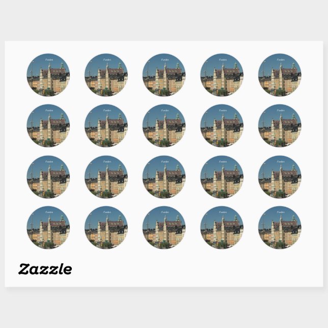 Sticker Rond paysage urbain de Suède (Feuille)