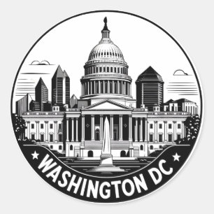 Sticker Rond Paysage urbain de Washington D.C.