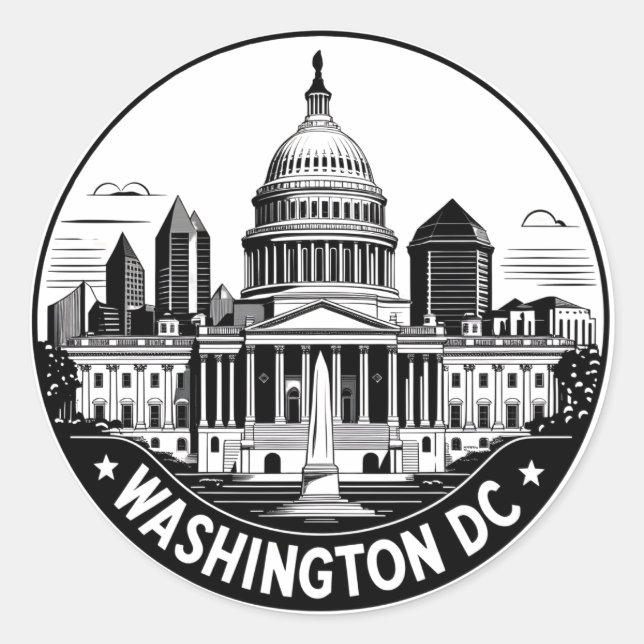 Sticker Rond Paysage urbain de Washington DC (Devant)