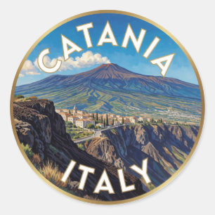 Sticker Rond Paysage volcanique de Catane Italie ⛰️