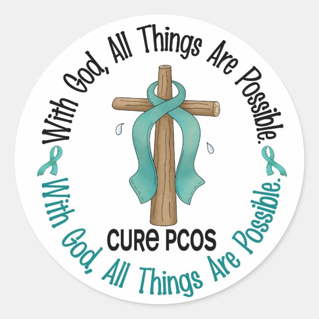 Sticker Rond PCOS Avec Dieu Croix (Devant)