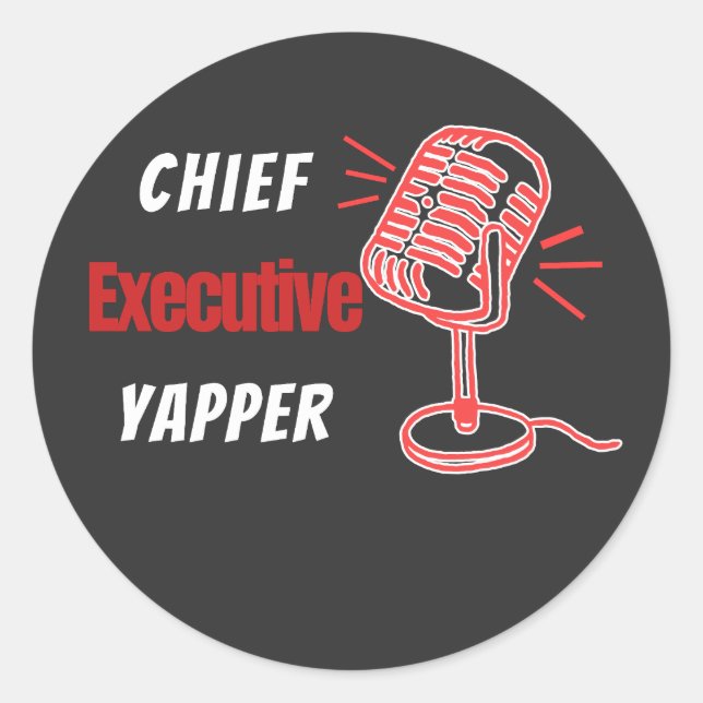 Sticker Rond PDG Yapper – Humour drôle parlant (Devant)
