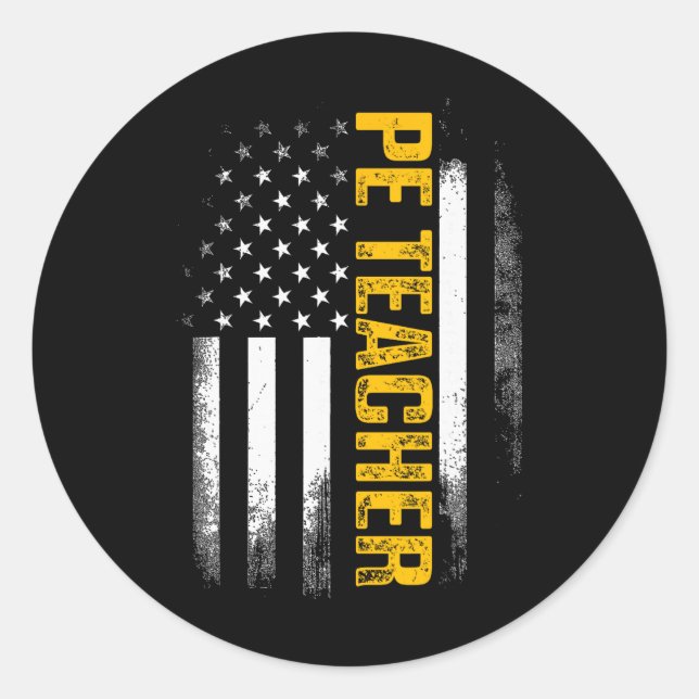 Sticker Rond Pe Physical Education Teacher Flag Gifts Men Women (Devant)