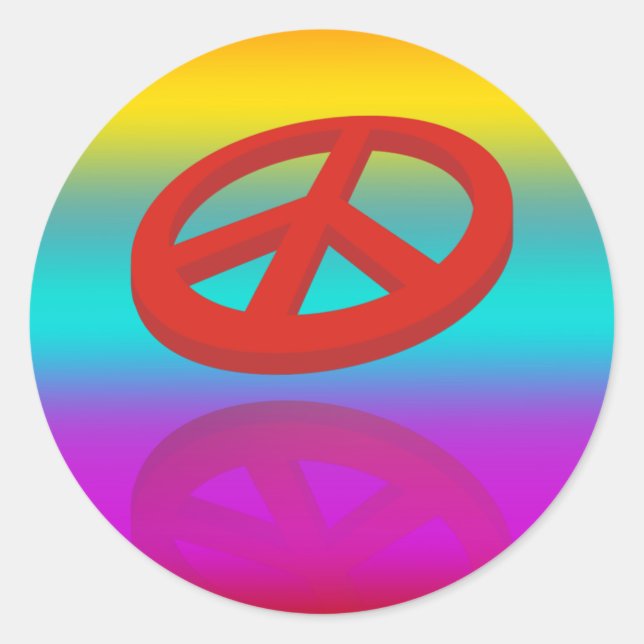 Sticker Rond Peace 3D / reflexion | couleur linéaire (Devant)