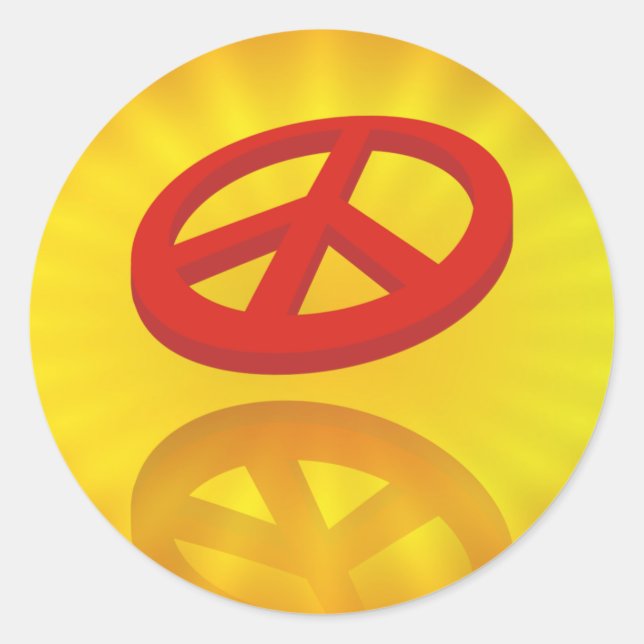 Sticker Rond Peace 3D / reflexion | radiale jaune (Devant)