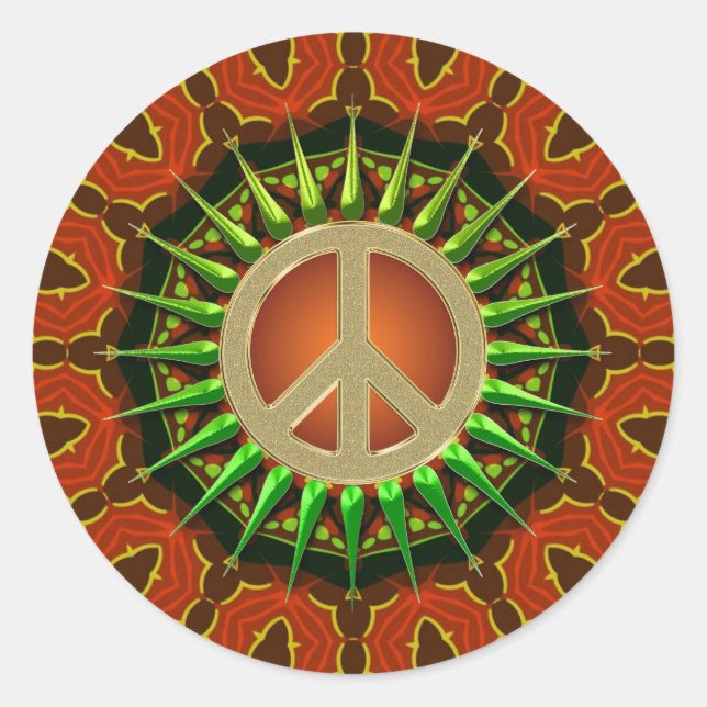 Sticker Rond Peace Batik Géométrie florale (Devant)