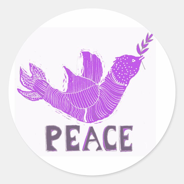 Sticker Rond Peace Dove avec Laurel Branch (Devant)
