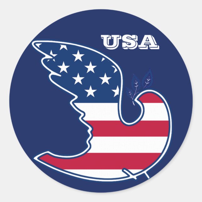 Sticker Rond Peace Dove USA Patriotic Design (Devant)