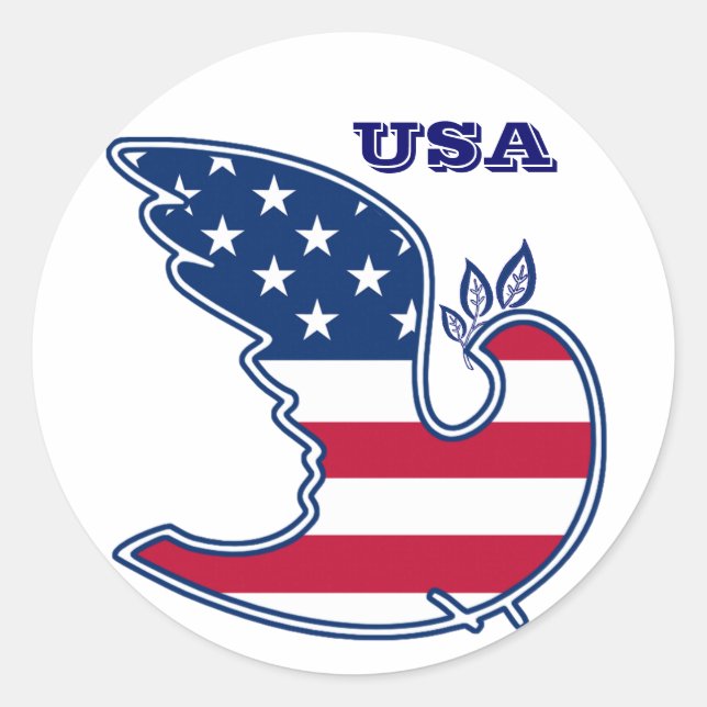 Sticker Rond Peace Dove. USA Patriotic Design (Devant)