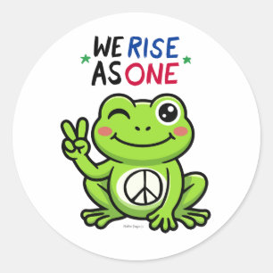 STICKER ROND PEACE FROG - NOUS NOUS ÉLEVONS ENSEMBLE AUTOCOLLAN