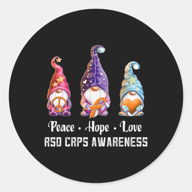 Sticker Rond Peace Hope Love Gnomes Rsd Crps Sensibilisation (Devant)