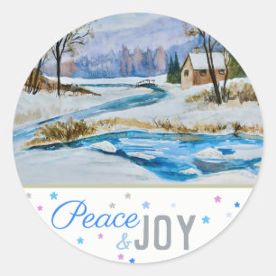 Sticker Rond Peace & Joy - Winter Scene (20) Classic Round Stic
