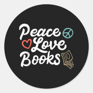 Sticker Rond Peace Looks Geeky & Cute Reading