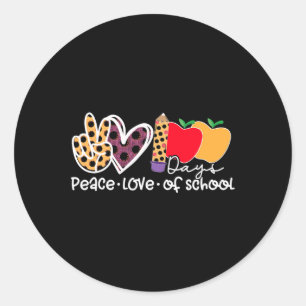 Sticker Rond Peace Love 100 Jours D'École