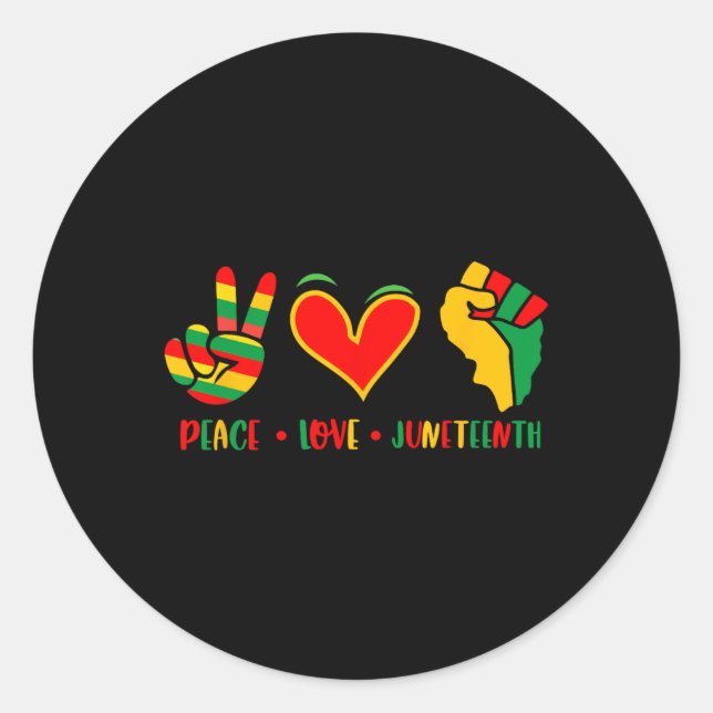 Sticker Rond Peace Love 1865 Independence Day Black (Devant)