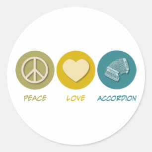 Sticker Rond Peace Love Accordion