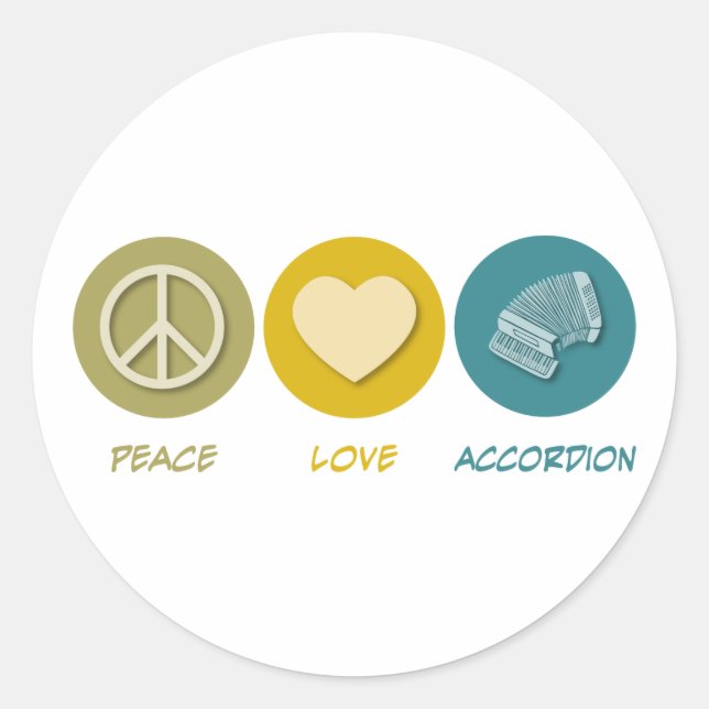 Sticker Rond Peace Love Accordion (Devant)