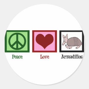 Sticker Rond Peace Love Armadillos