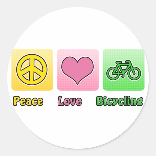 Sticker Rond Peace Love Bicycling (Devant)
